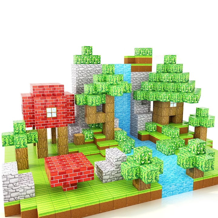 Set Constructie cu 80 Cuburi Magnetice