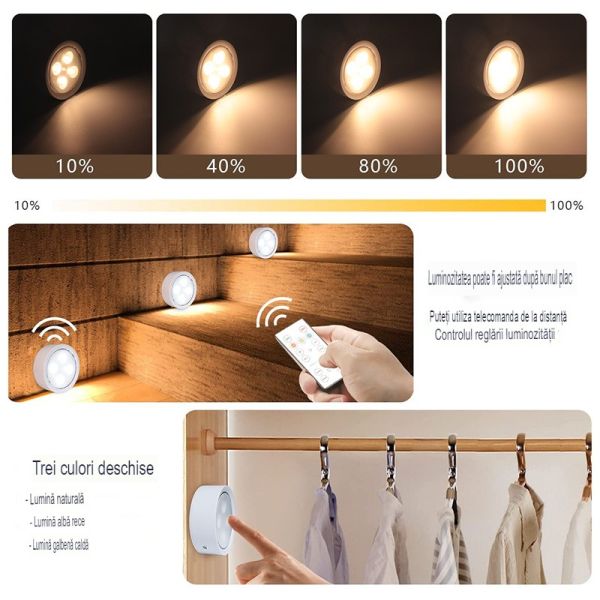 Lămpi LED Inteligente 3 Culori – Cu Baterii și Telecomandă